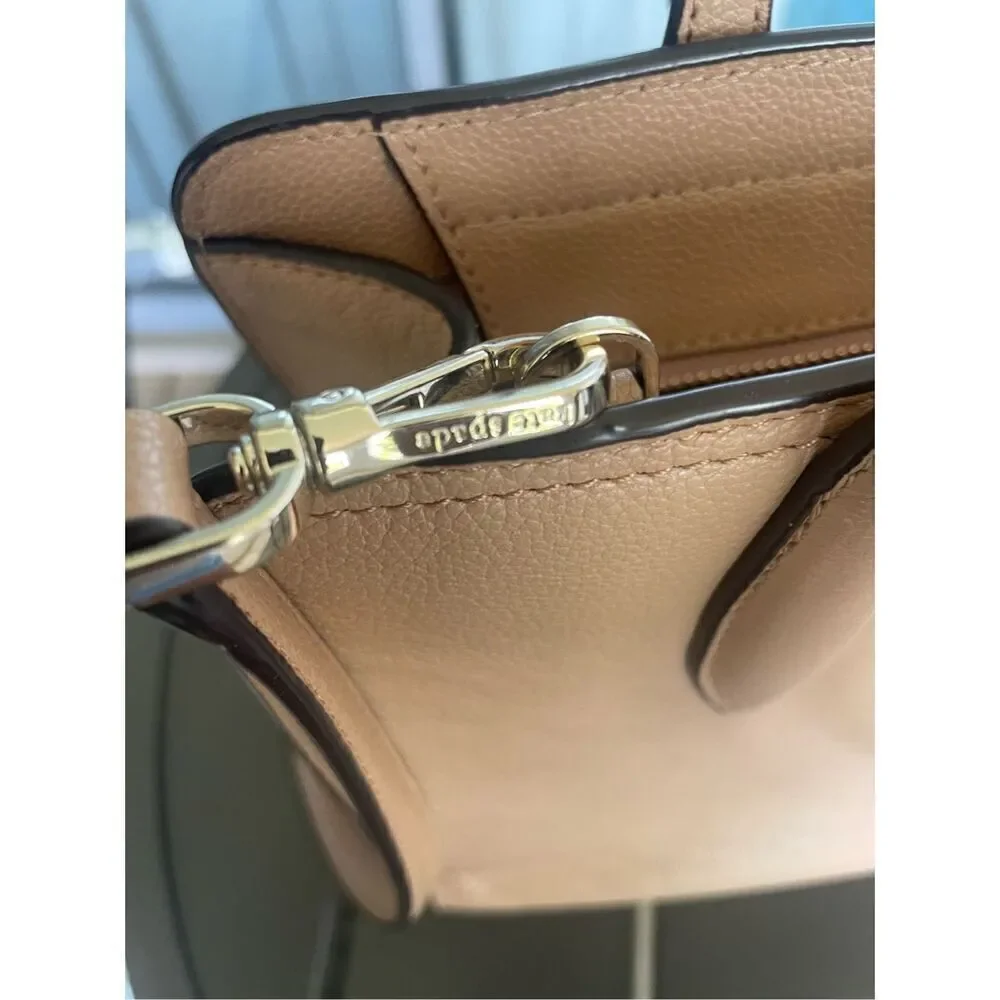 Kate Spade Pebbled Leather Rowe Medium Top Zip Satchel Warm Beige